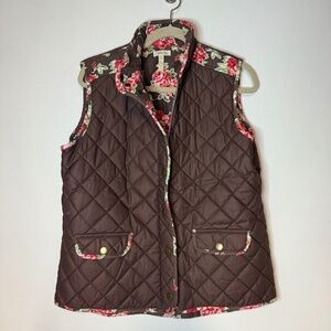 Matilda Jane Brown Floral Sydney Vest Reversible Zip & Snap